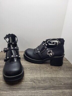 Demonia Bratty-30 Black Heel Platform Ankle High Strappy Shoe Mens Size 11